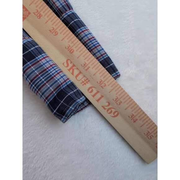 VTG H Bar C 14.5-33 Ranchwear Long Tail Pearl Snap Blue Plaid Shirt Western 70s - Picture 4 of 14